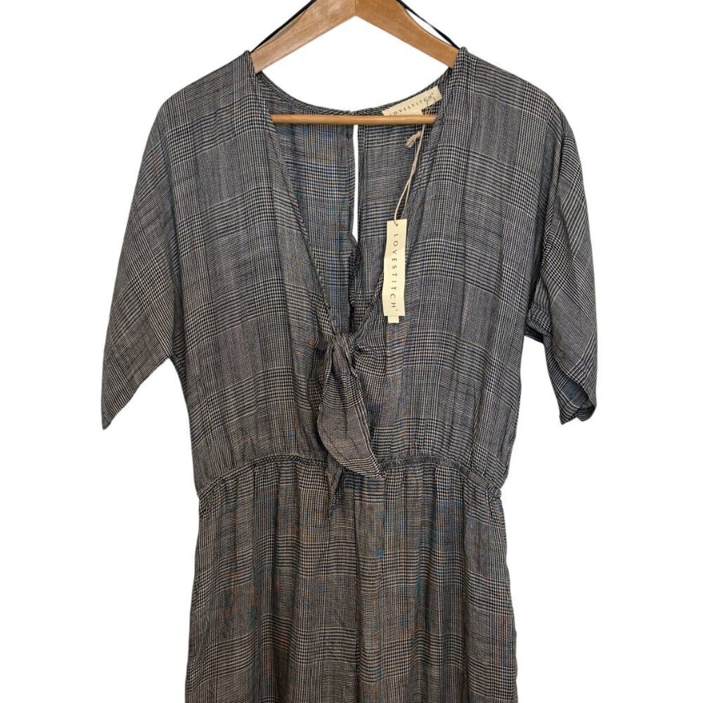 Love Stitch Jumpsuit Women's Size Large Houndstooth New With Tags - Picture 6 of 9